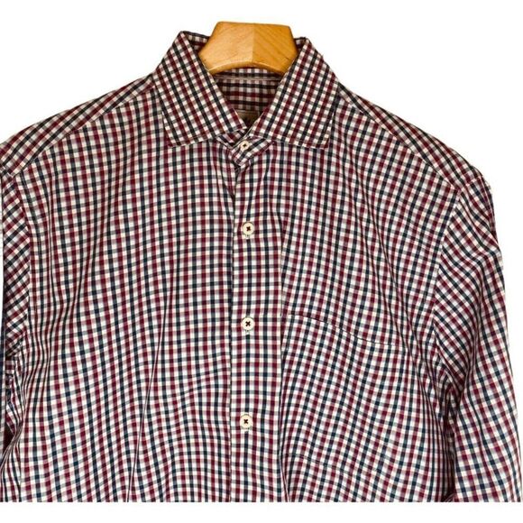 Peter Millar | Men’s Gingham Check Button Down Dress Shirt Size M | EUC - Picture 4 of 13